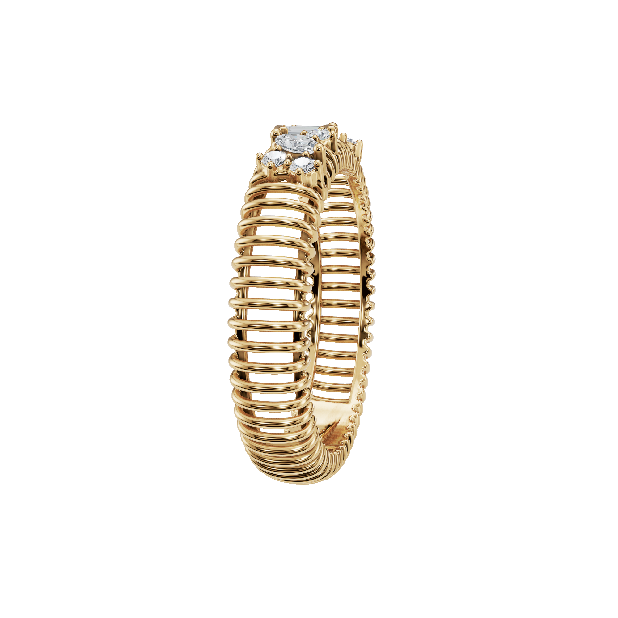 0.25Ct Round, Marquise & Baguette Diamond Statement Band Ring in Gold | Elegant Minimal Diamond Ring