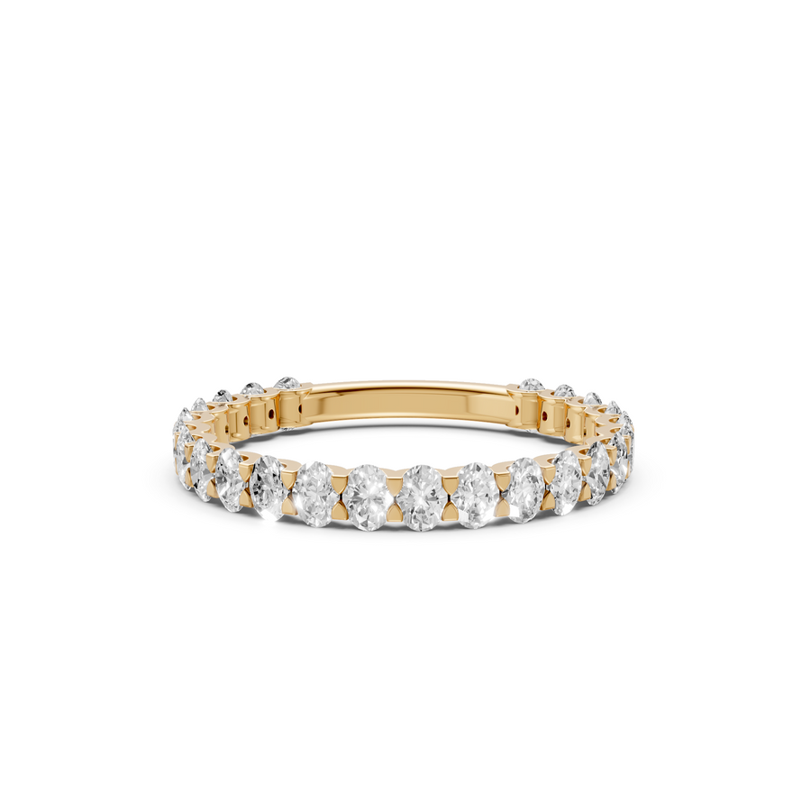 Oval Diamond Prong Set Half Eternity Stackable Wedding Band
