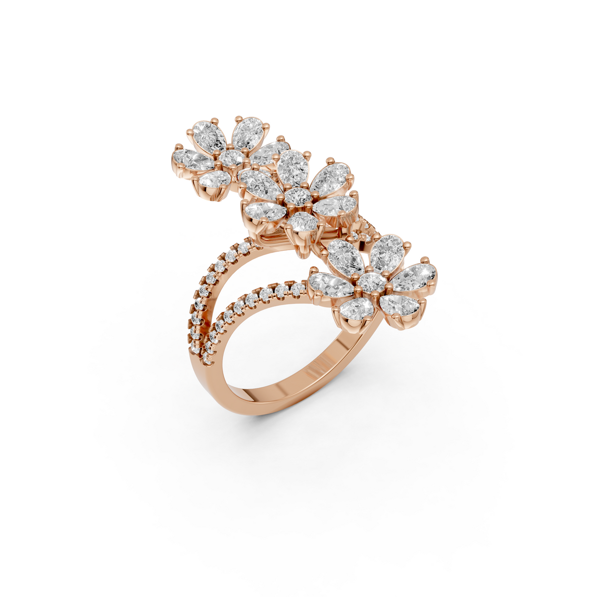 Floral Statement with Multi-Petal Flower Design Ring