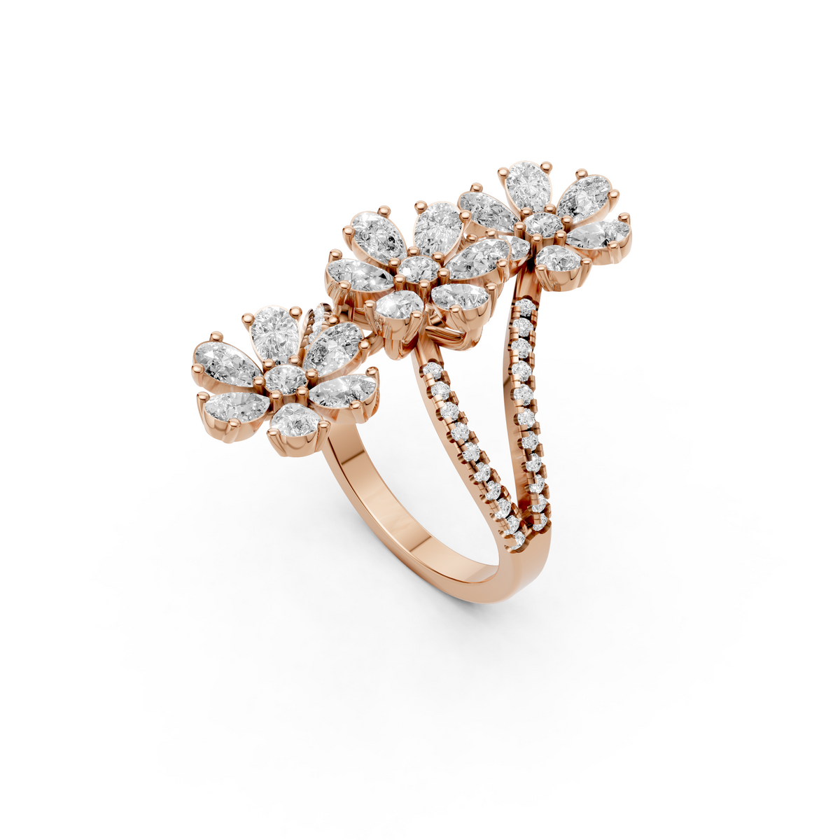 Floral Statement with Multi-Petal Flower Design Ring