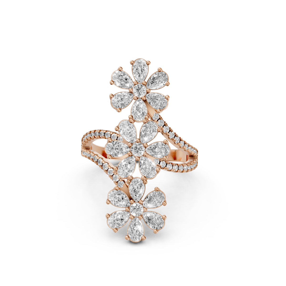 Floral Statement with Multi-Petal Flower Design Ring