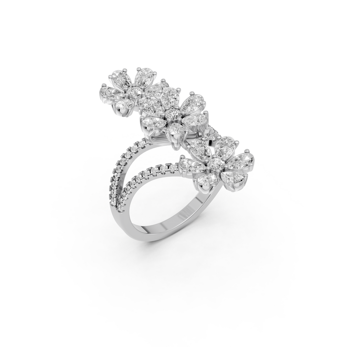 Floral Statement with Multi-Petal Flower Design Ring