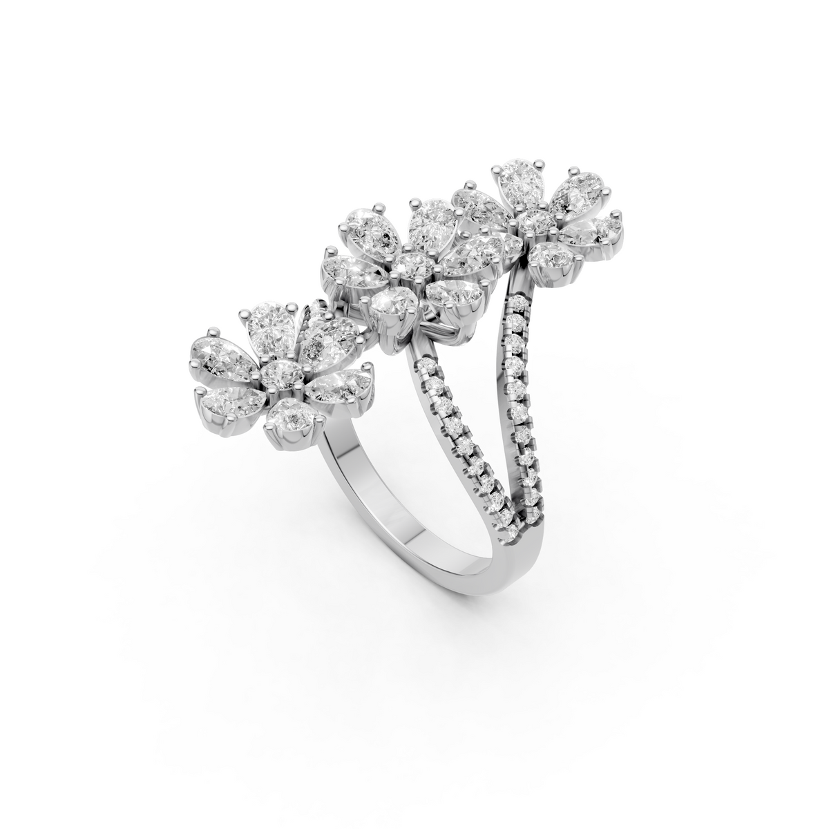 Floral Statement with Multi-Petal Flower Design Ring