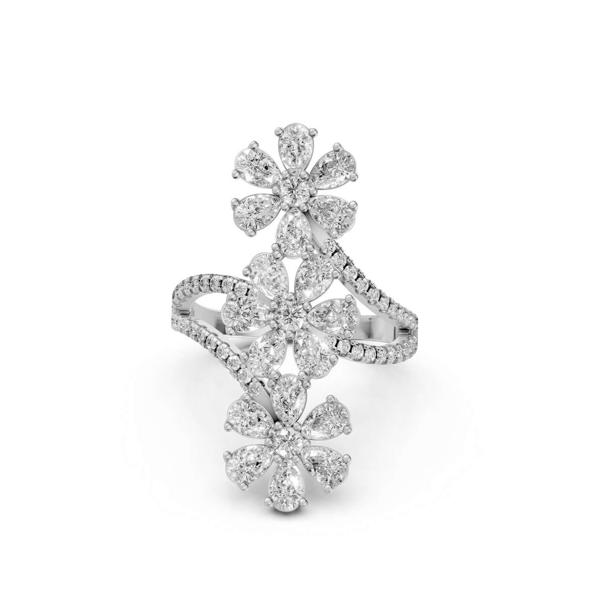 Floral Statement with Multi-Petal Flower Design Ring