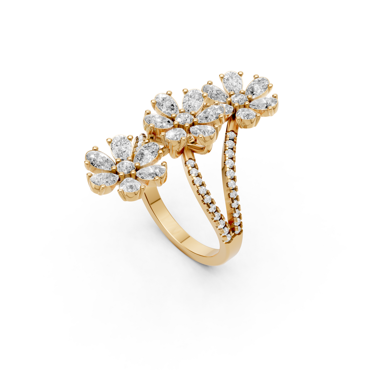 Floral Statement with Multi-Petal Flower Design Ring