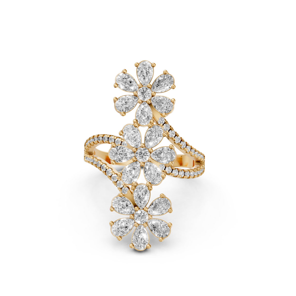 Floral Statement with Multi-Petal Flower Design Ring