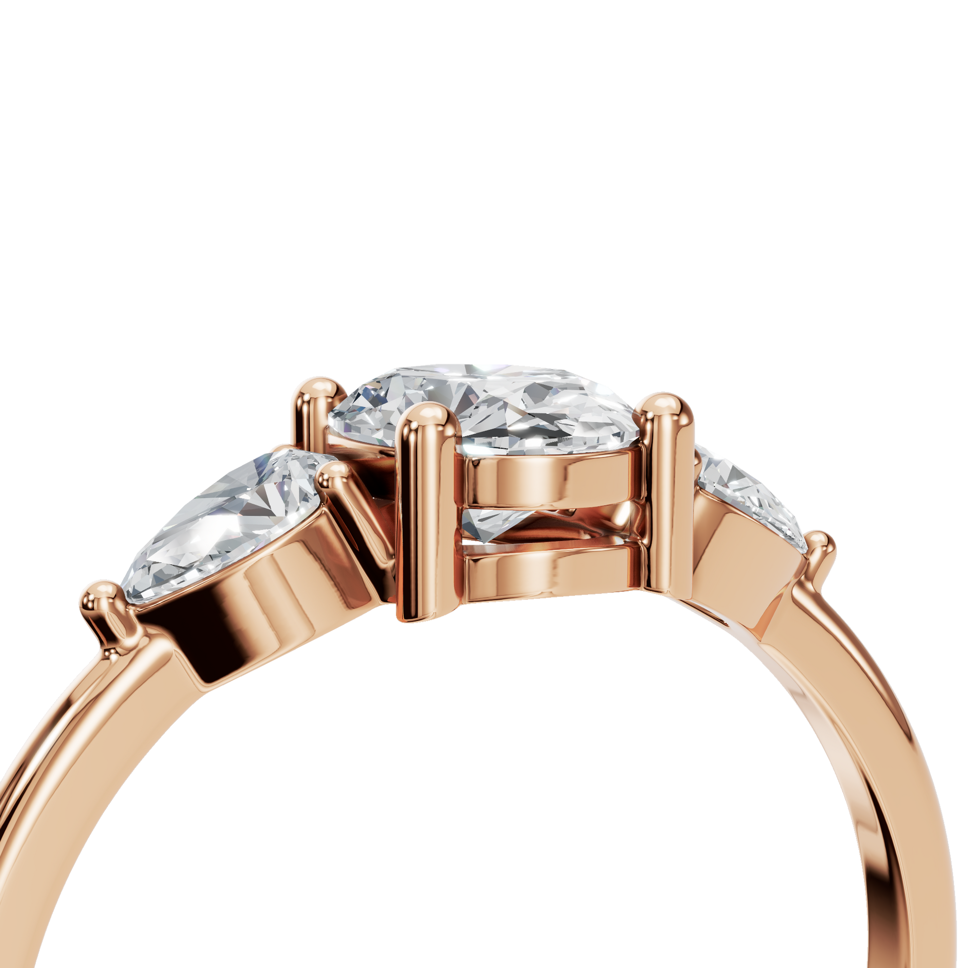 Oval Cut Diamond Ring with Pear Side Stones