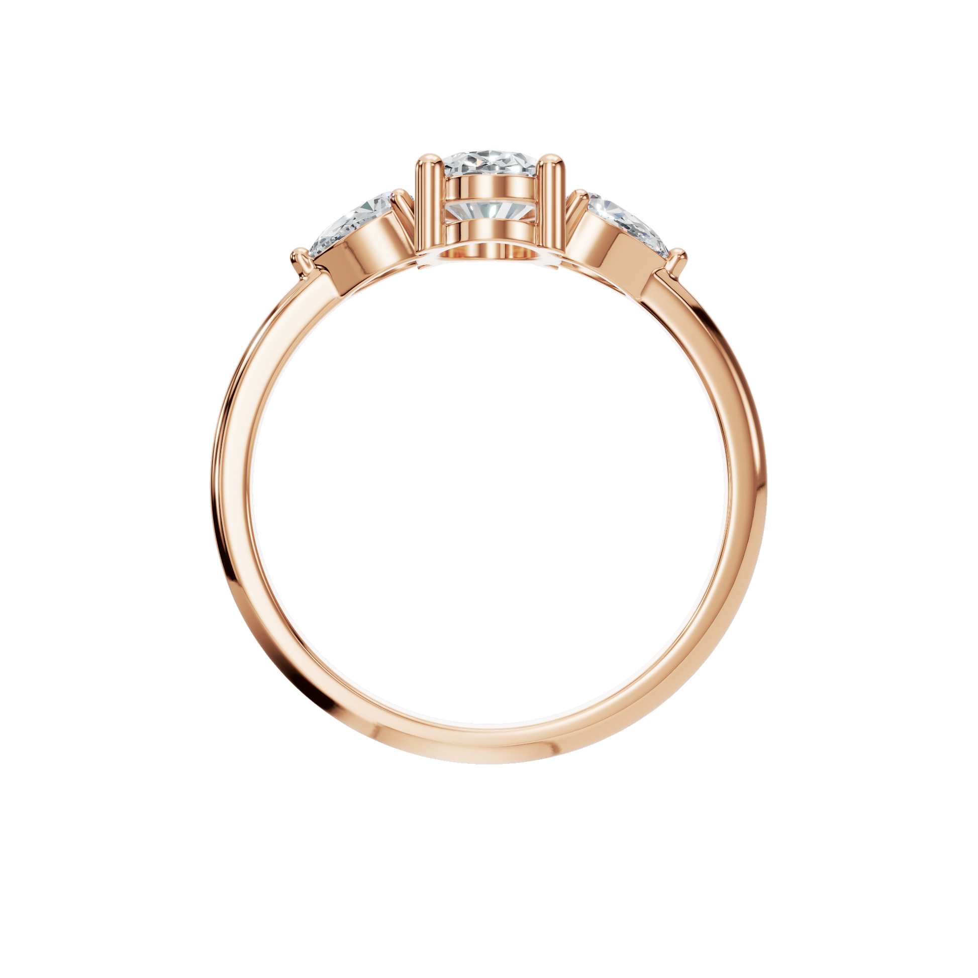 Oval Cut Diamond Ring with Pear Side Stones