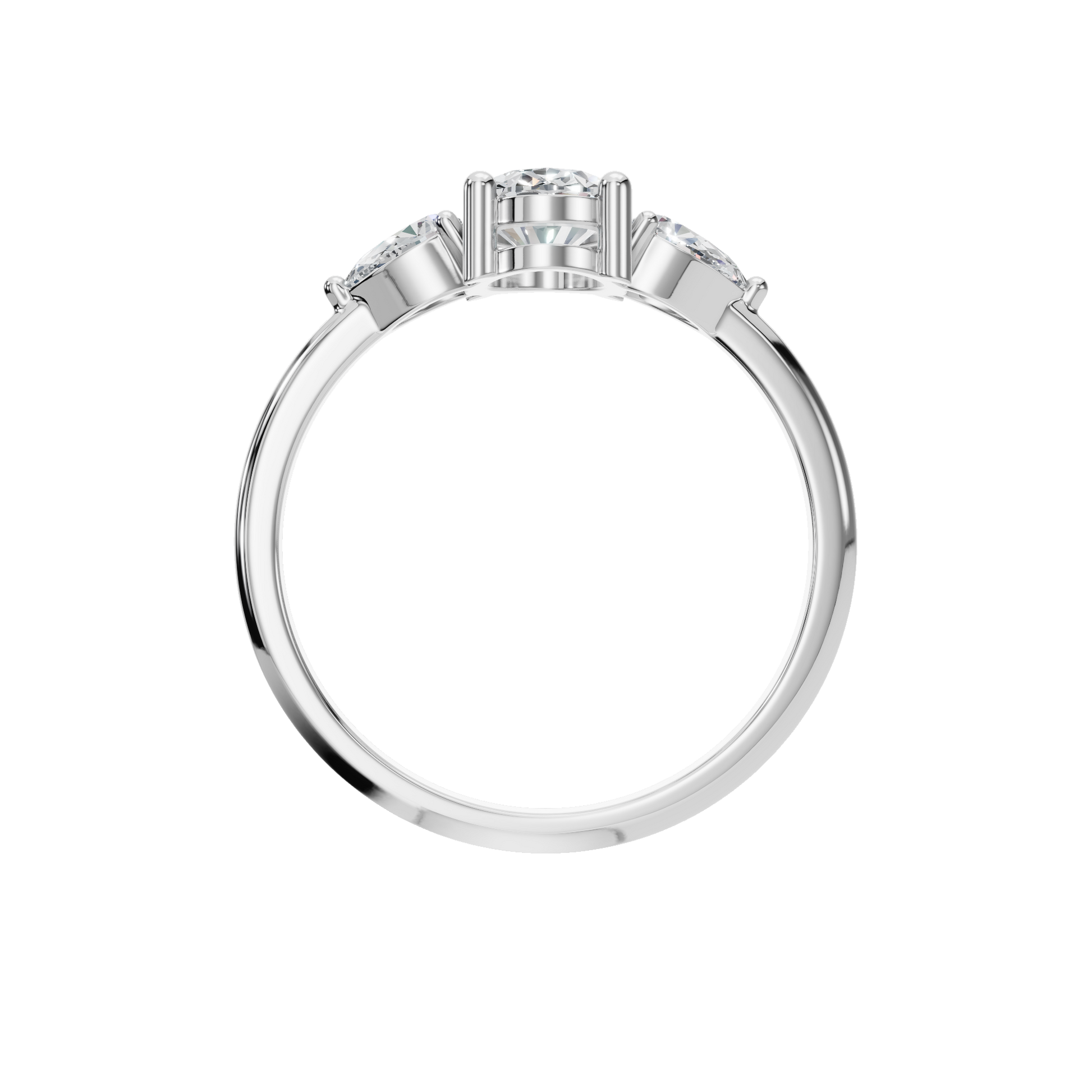 Oval Cut Diamond Ring with Pear Side Stones