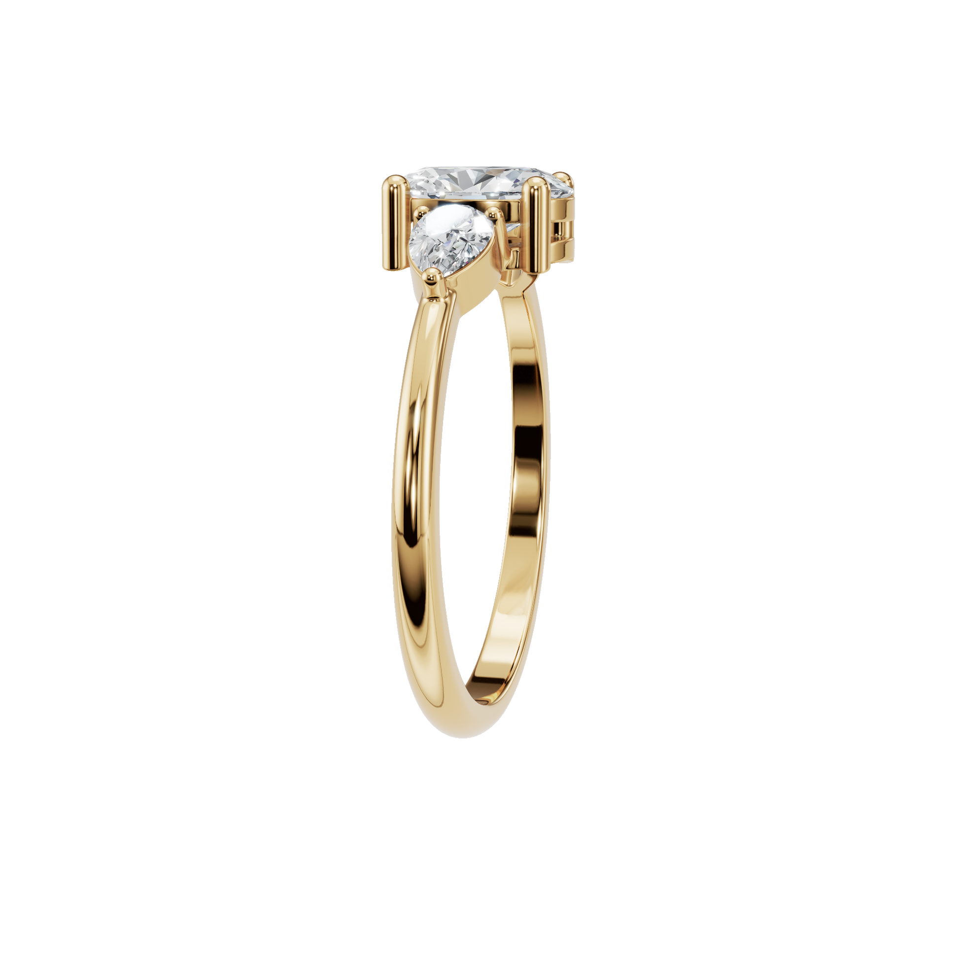 Oval Cut Diamond Ring with Pear Side Stones