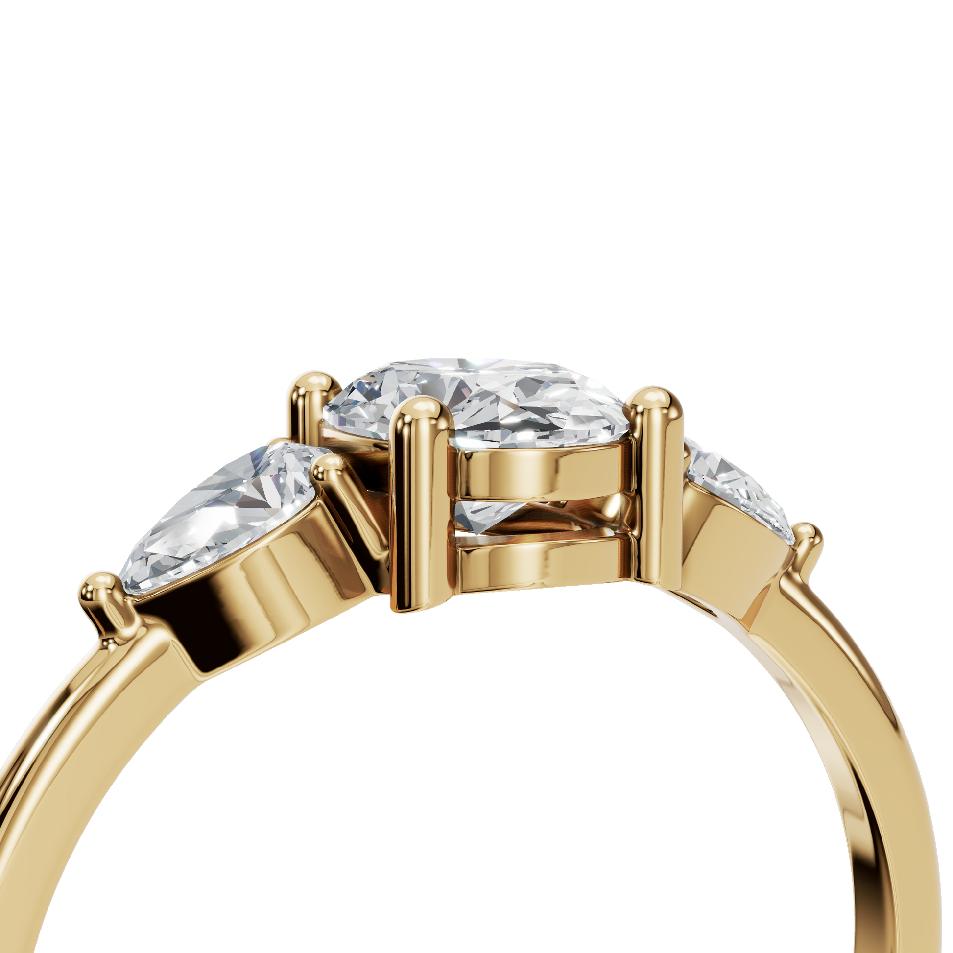 Oval Cut Diamond Ring with Pear Side Stones