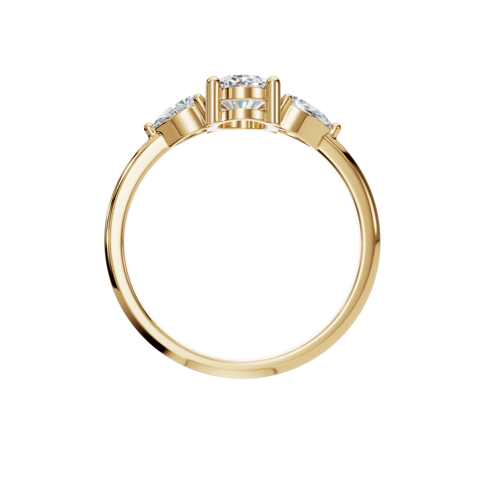 Oval Cut Diamond Ring with Pear Side Stones