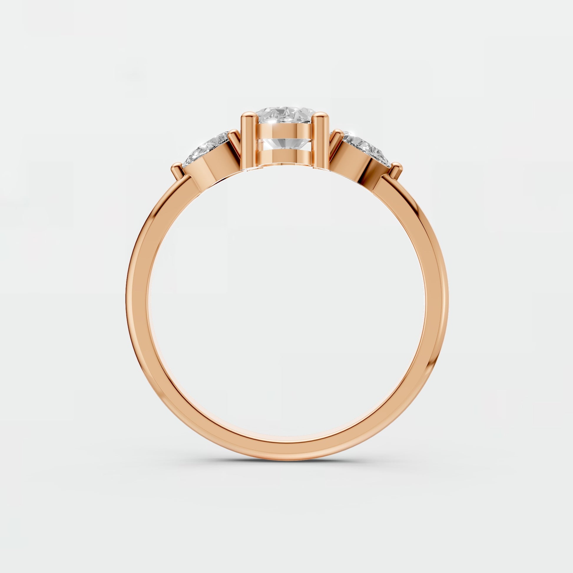 Lab Diamond Three-Stone Ring – Oval Center with Princess Accents in 14K Yellow Gold