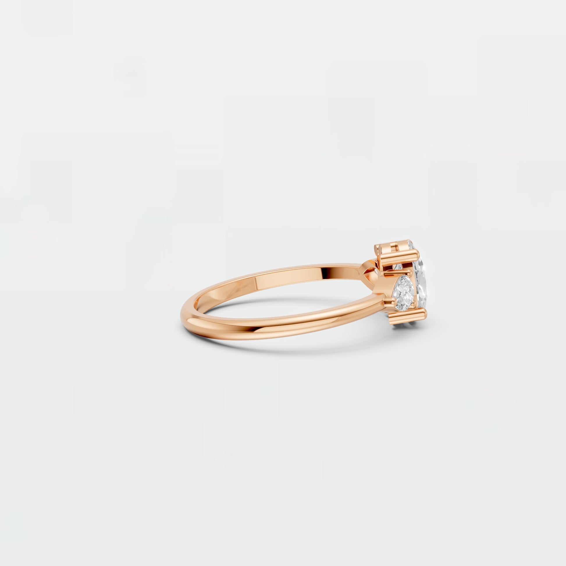 Lab Diamond Three-Stone Ring – Oval Center with Princess Accents in 14K Yellow Gold