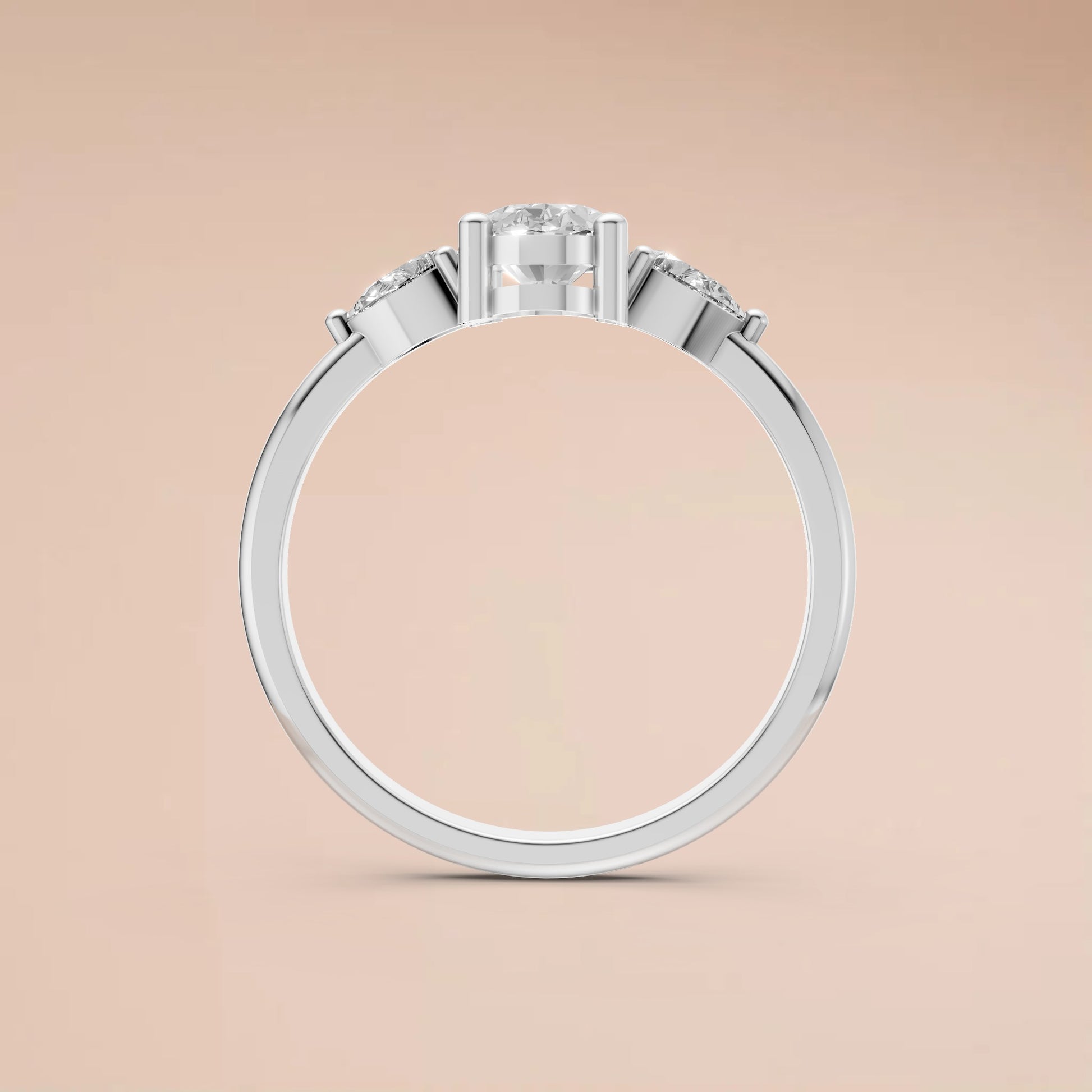 Lab Diamond Three-Stone Ring – Oval Center with Princess Accents in 14K Yellow Gold