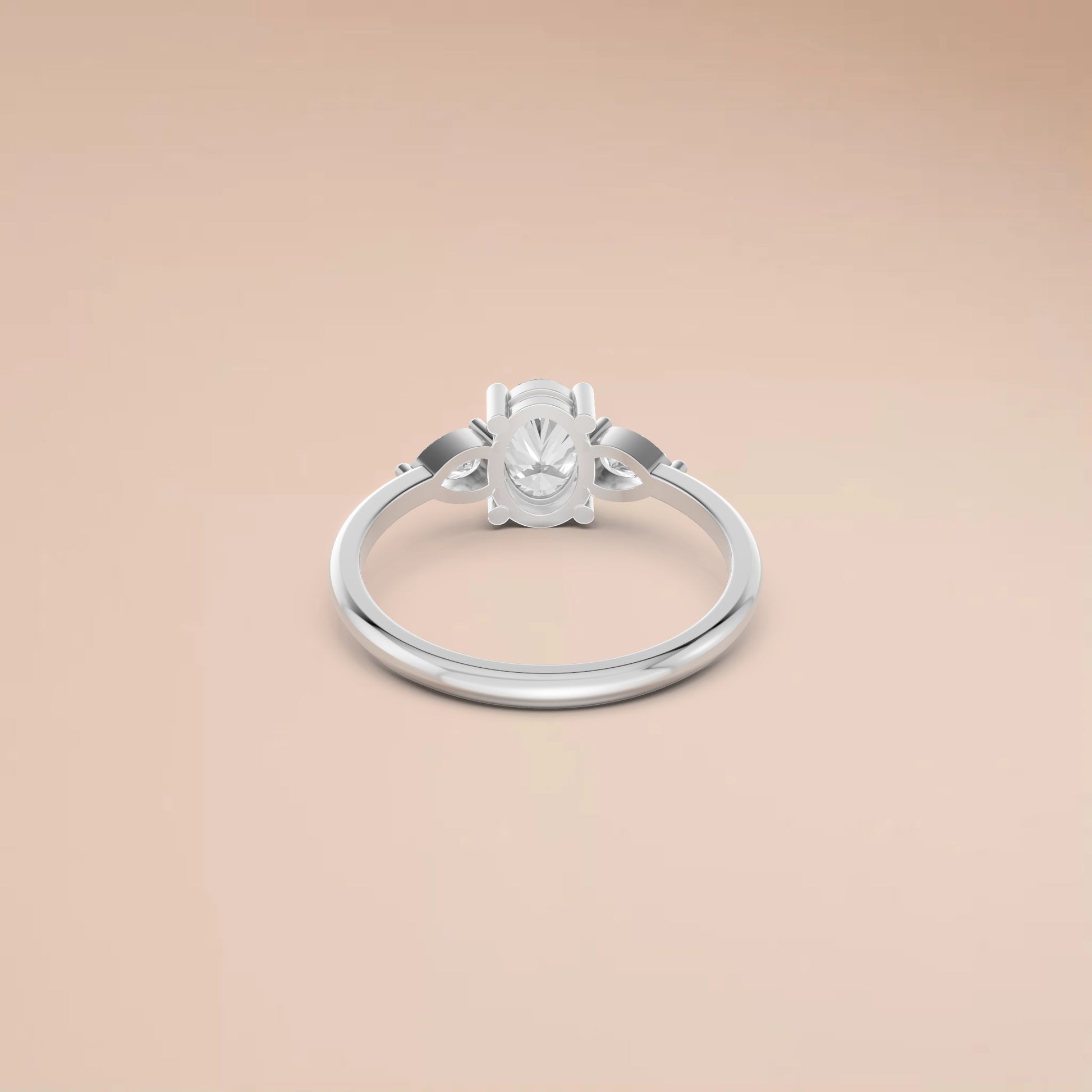 Lab Diamond Three-Stone Ring – Oval Center with Princess Accents in 14K Yellow Gold