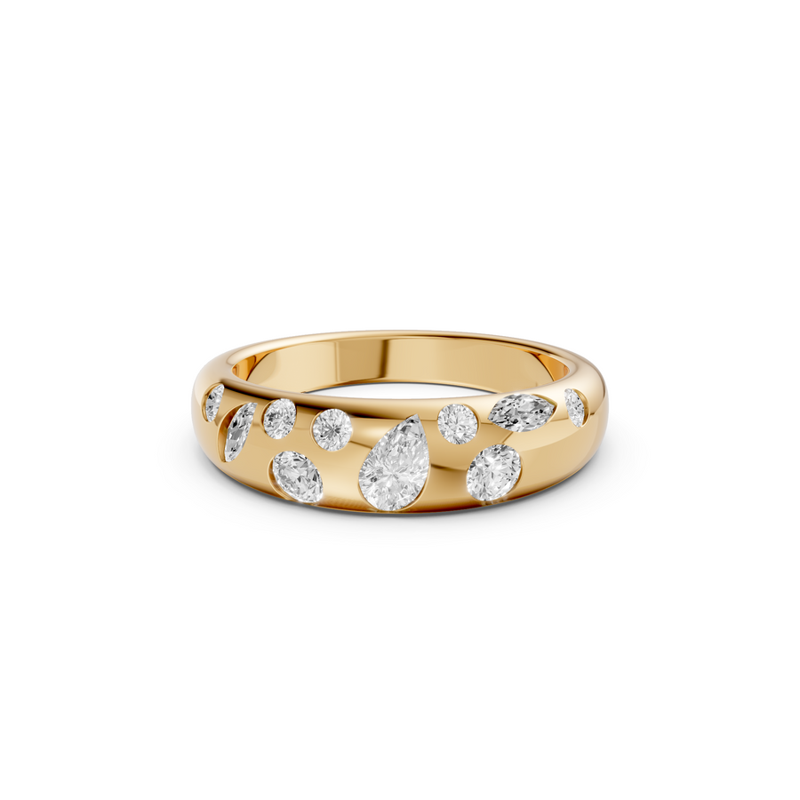 Scattered Diamond Band Ring Mixed Shape Diamond Wedding Band