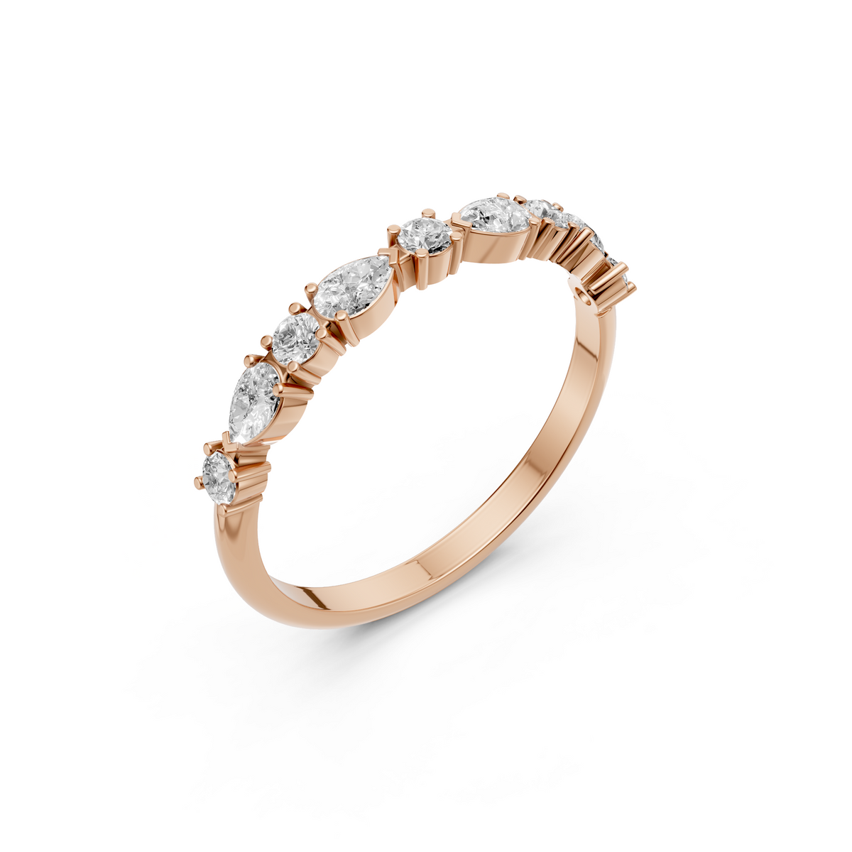 Meadow Pear & Round Diamond Half Eternity Band