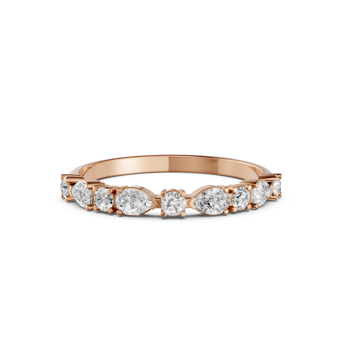 Meadow Pear & Round Diamond Half Eternity Band
