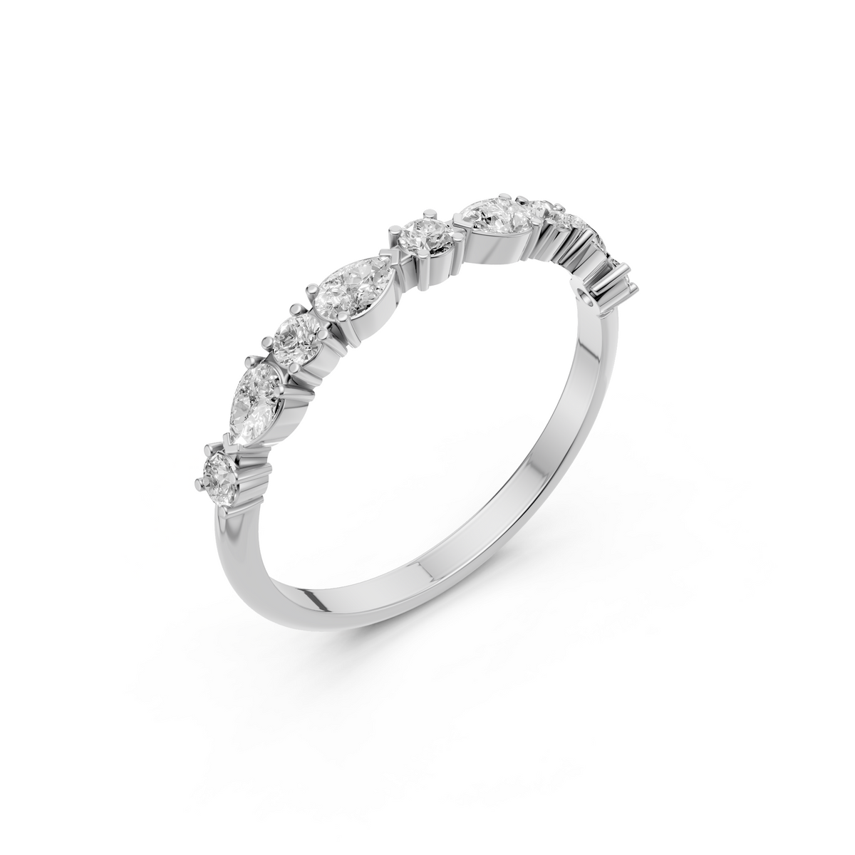 Meadow Pear & Round Diamond Half Eternity Band