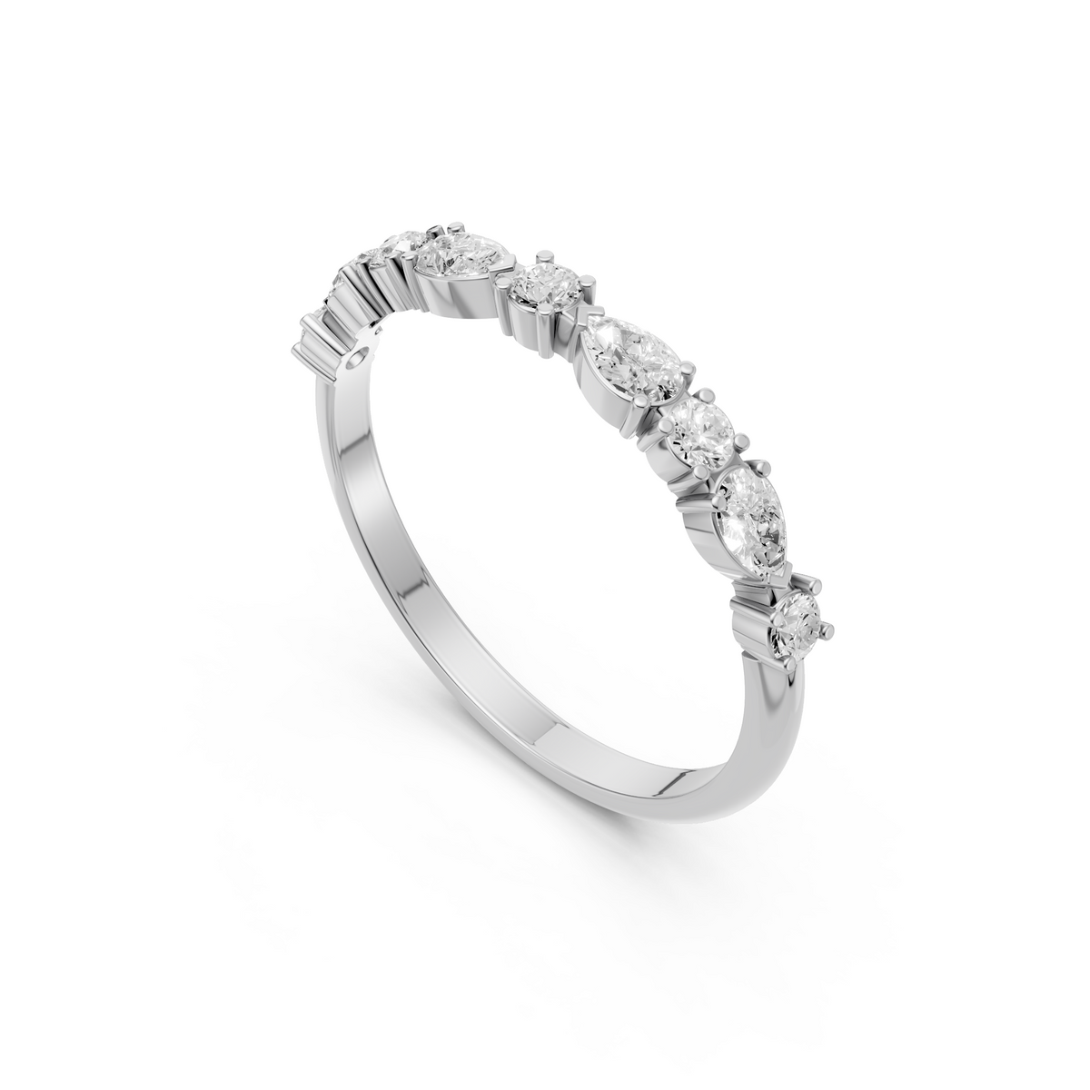 Meadow Pear & Round Diamond Half Eternity Band