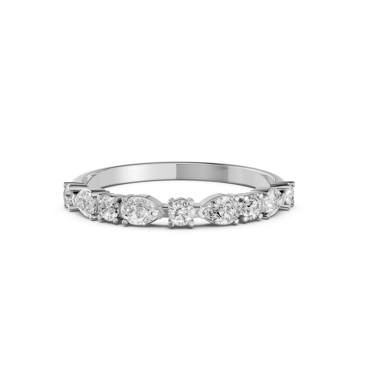 Meadow Pear & Round Diamond Half Eternity Band