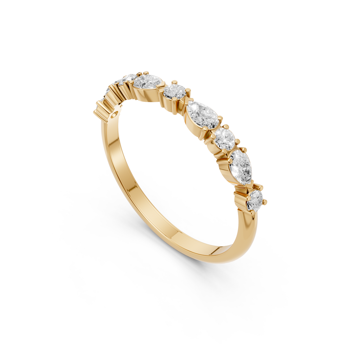 Meadow Pear & Round Diamond Half Eternity Band