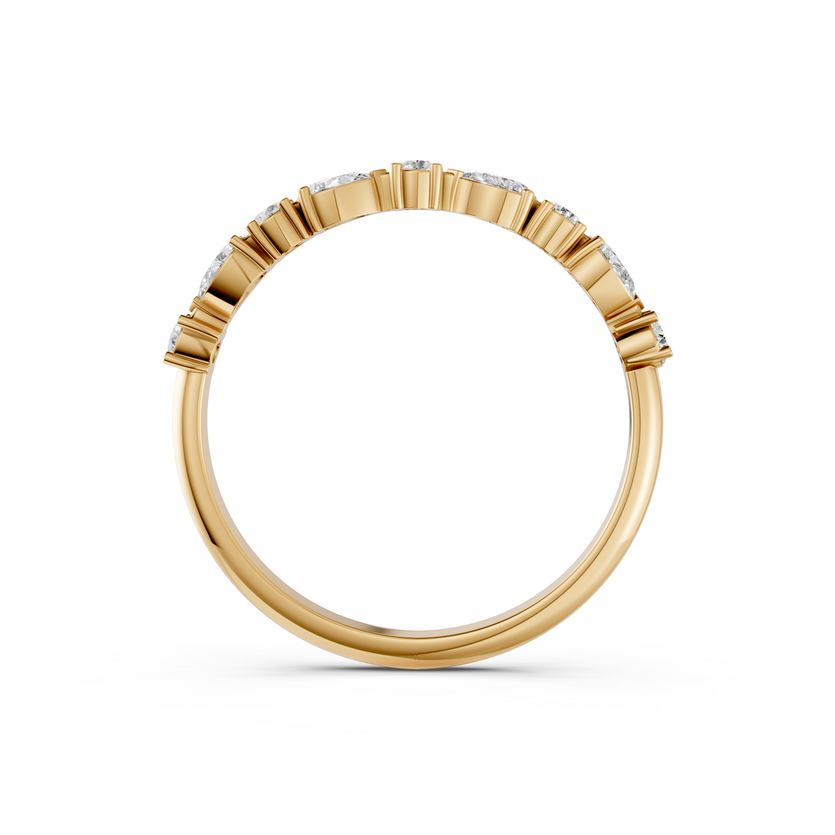 Meadow Pear & Round Diamond Half Eternity Band
