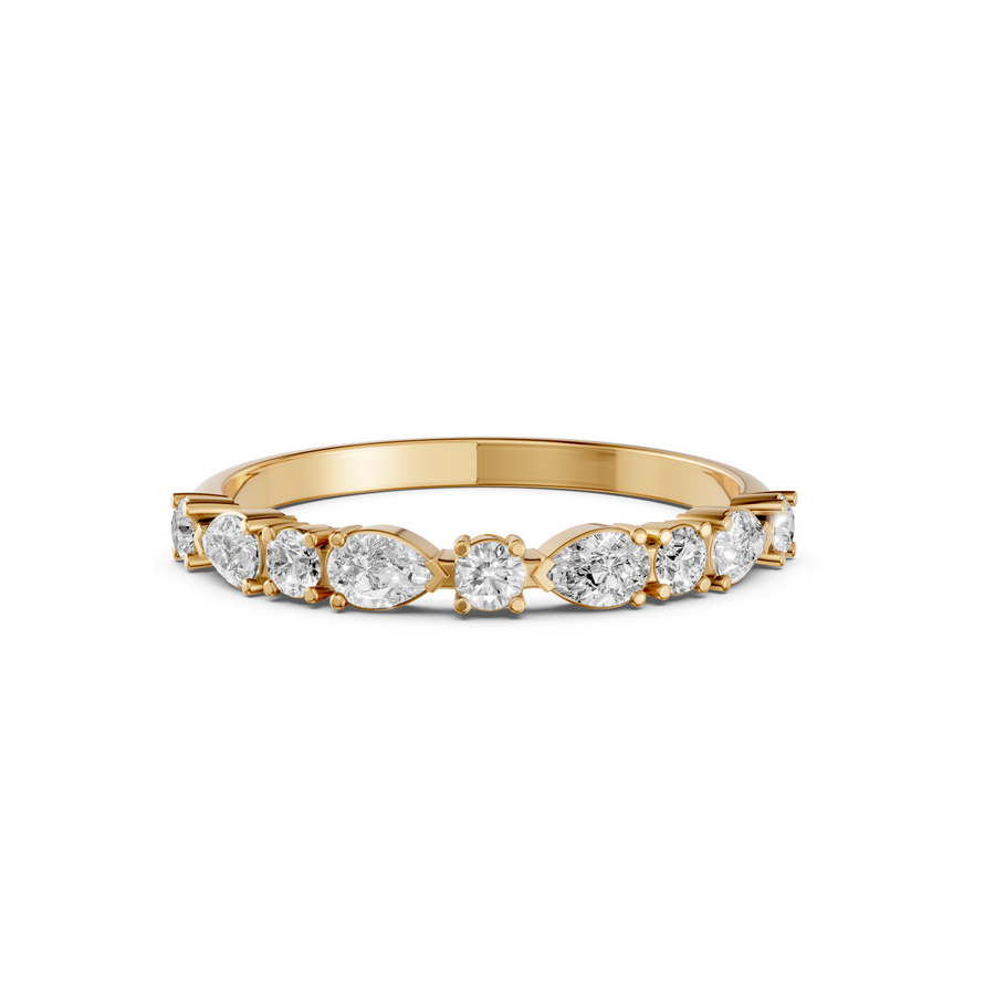 Meadow Pear & Round Diamond Half Eternity Band