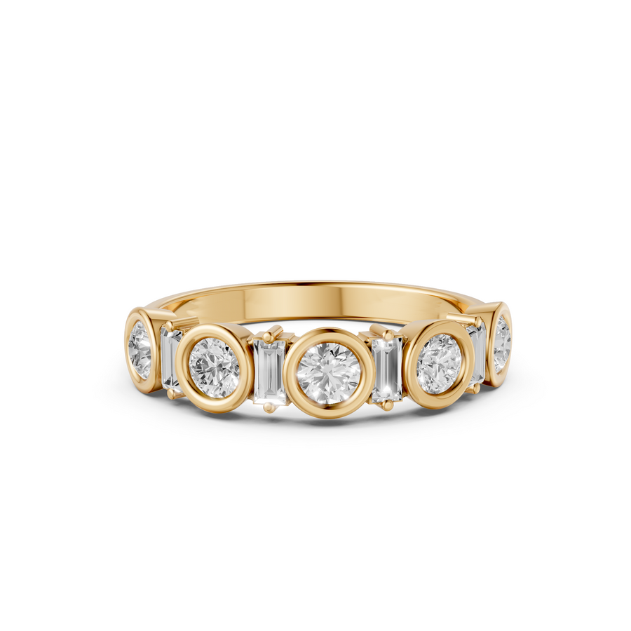 Aurelia Alternating Link Round & Baguette Anniversary Band