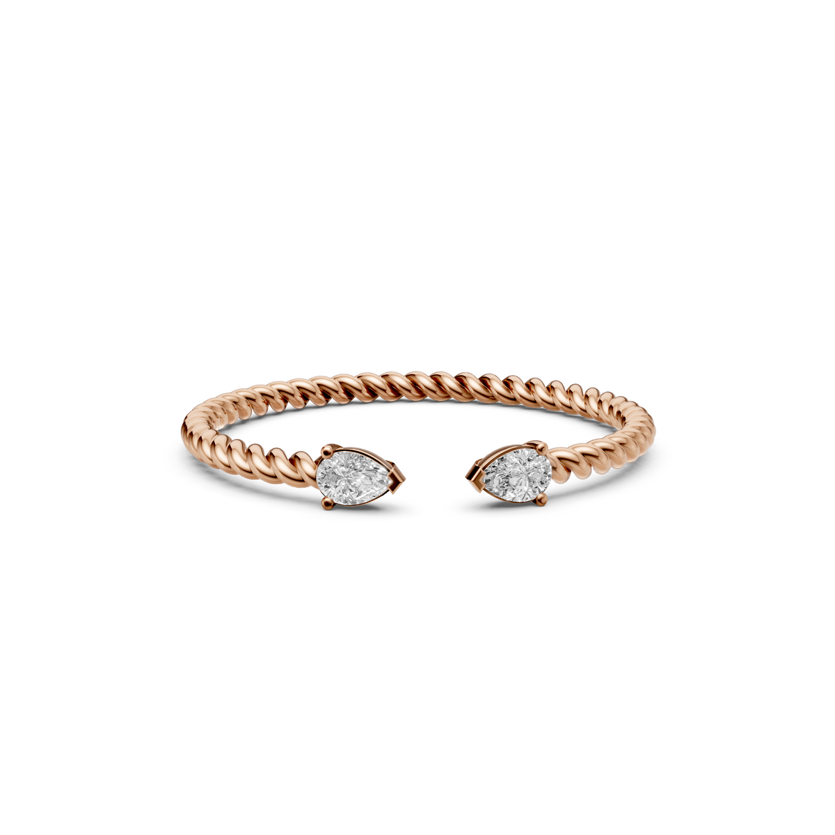 Celeste Twisted Rope Pear Diamond Wedding Band