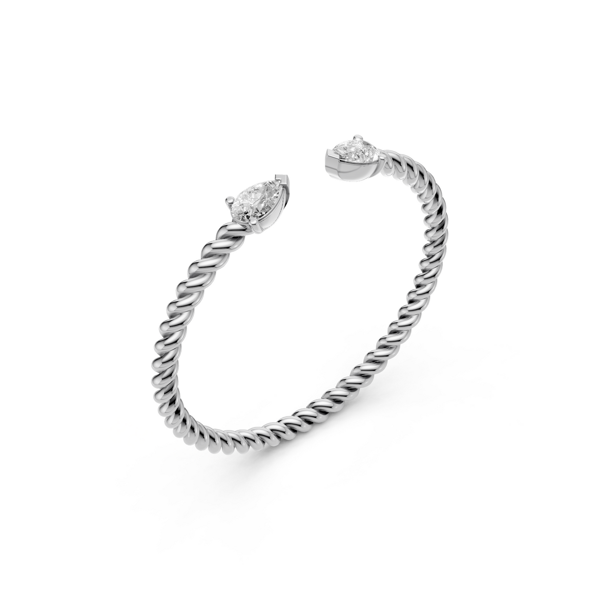 Celeste Twisted Rope Pear Diamond Wedding Band