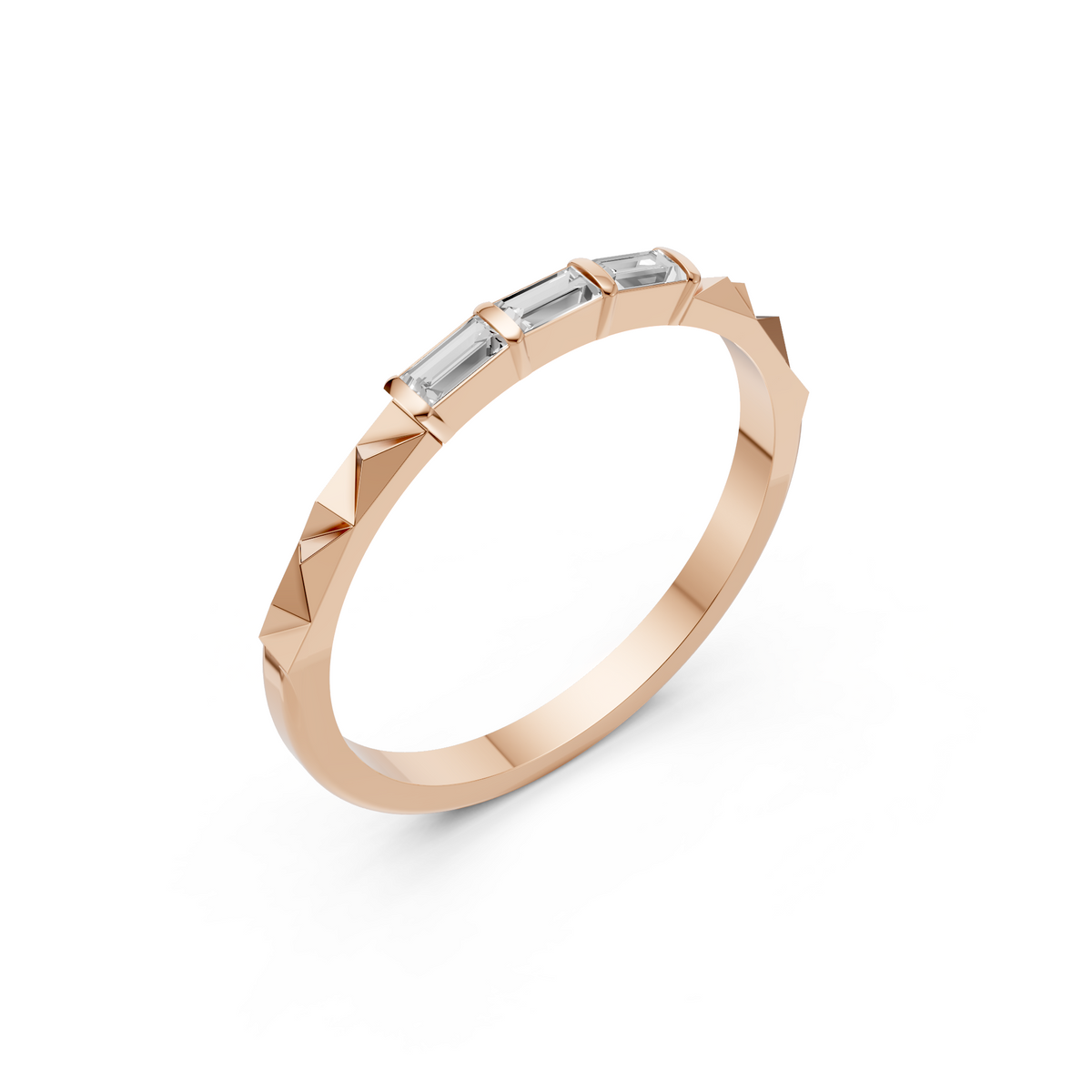 Horizontal Three Stone Baguette Lab Diamond Stacking Band