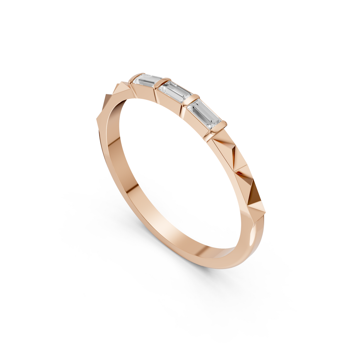 Horizontal Three Stone Baguette Lab Diamond Stacking Band