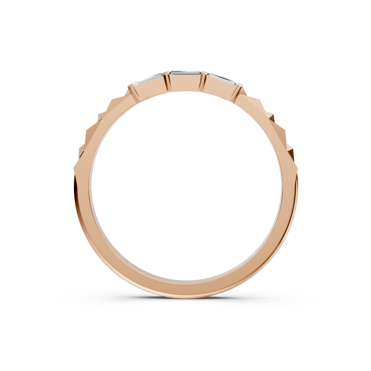 Horizontal Three Stone Baguette Lab Diamond Stacking Band