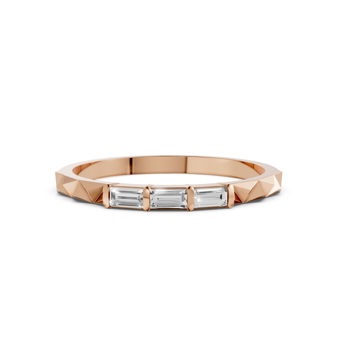 Horizontal Three Stone Baguette Lab Diamond Stacking Band