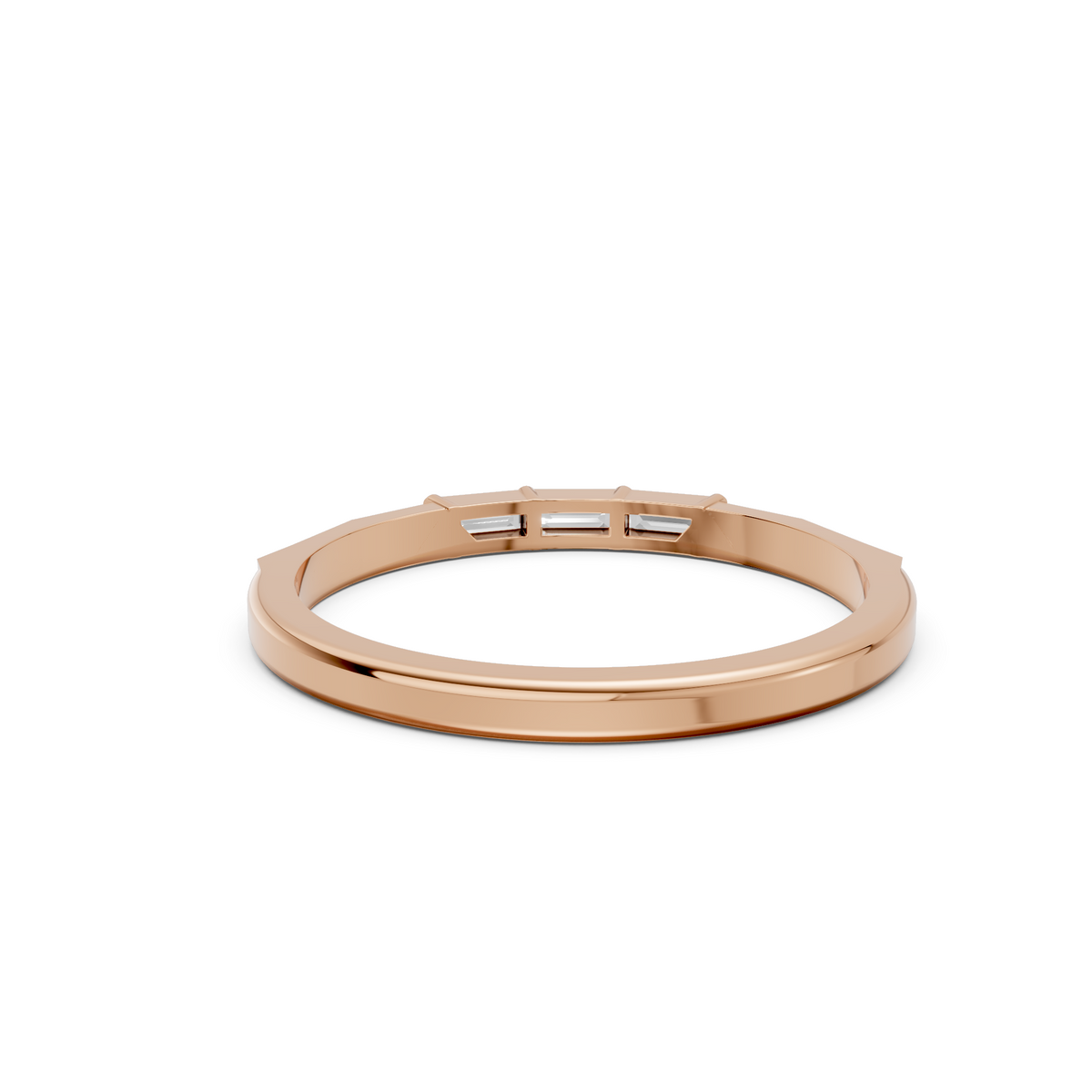 Horizontal Three Stone Baguette Lab Diamond Stacking Band