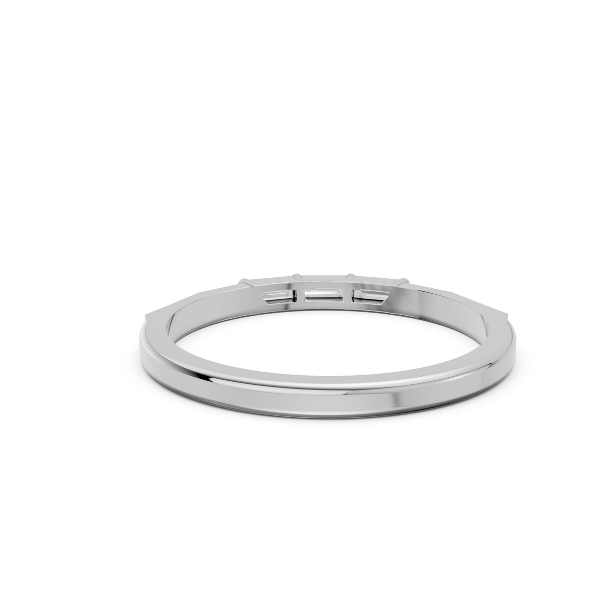 Horizontal Three Stone Baguette Lab Diamond Stacking Band