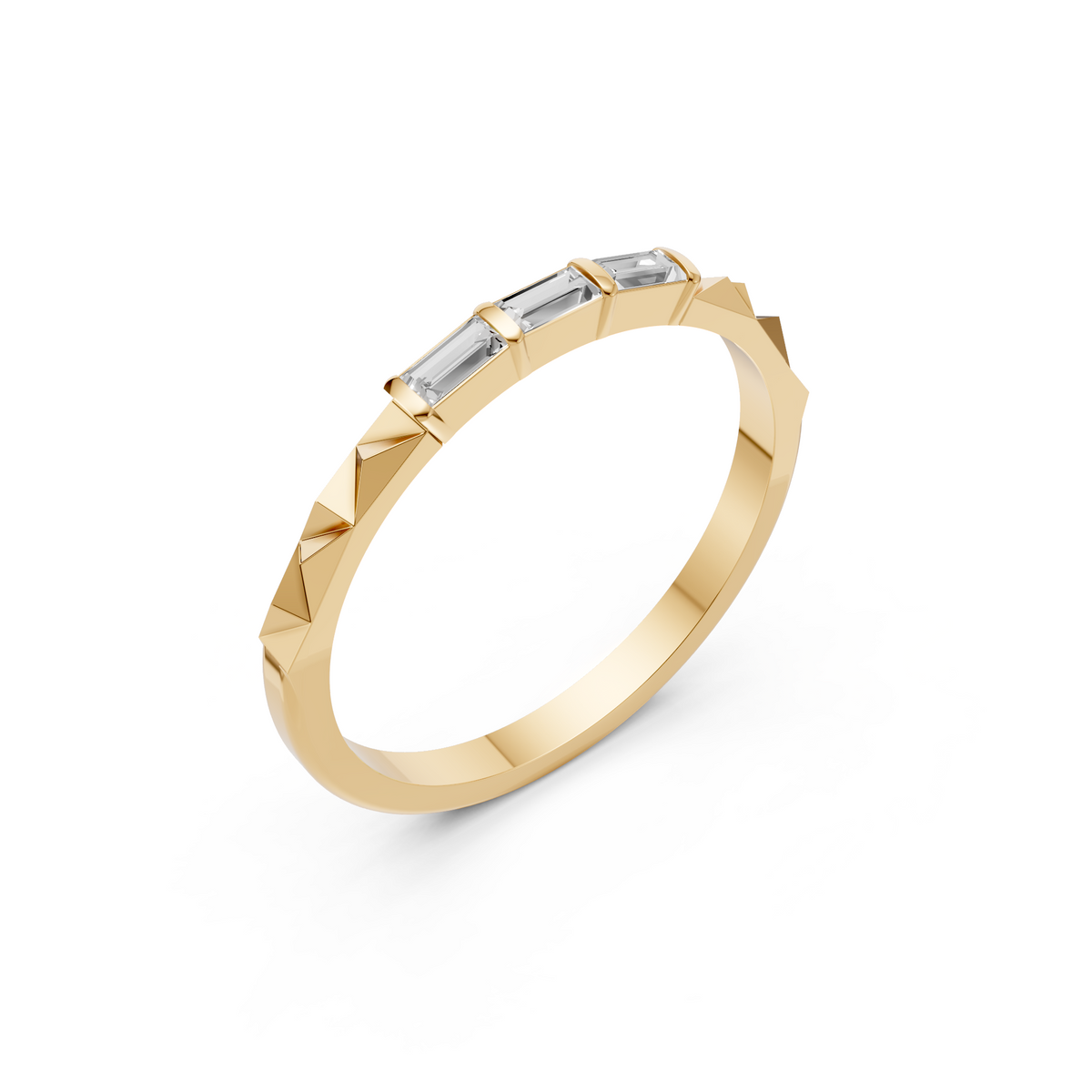 Horizontal Three Stone Baguette Lab Diamond Stacking Band