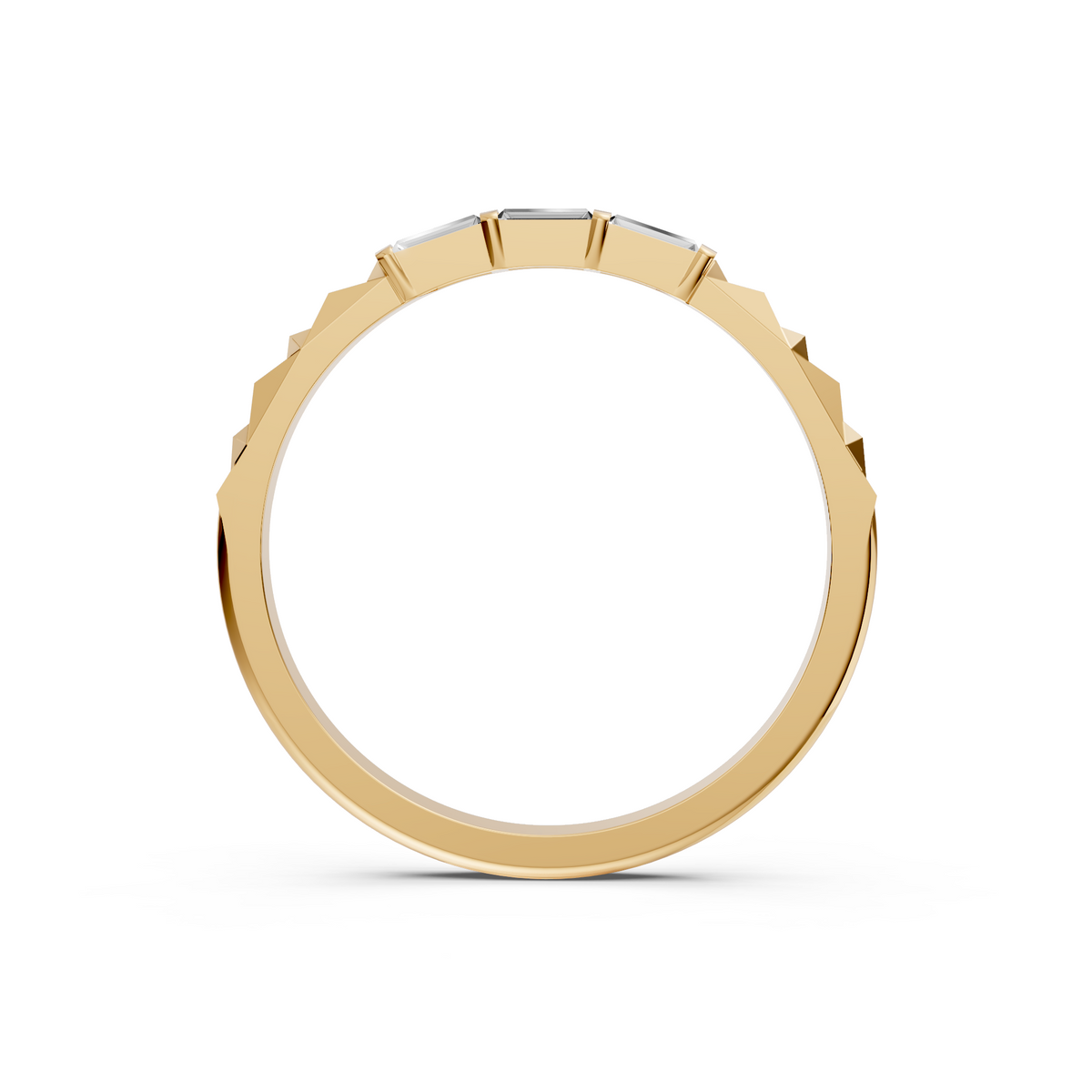 Horizontal Three Stone Baguette Lab Diamond Stacking Band
