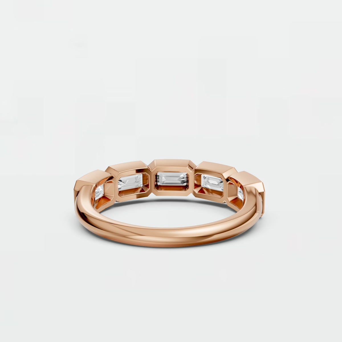Emerald Cut  Diamond Geometric Band Ring in Gold 14K Yellow Gold