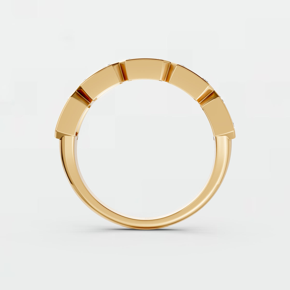 Emerald Cut  Diamond Geometric Band Ring in Gold 14K Yellow Gold