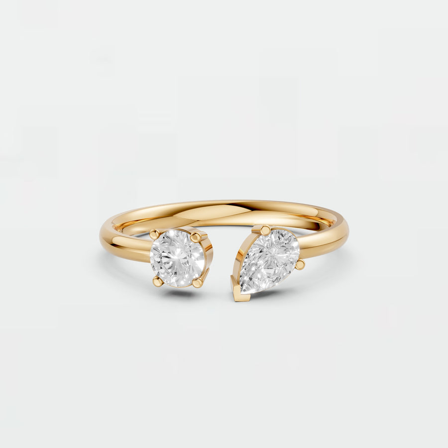 Seraphine Round & Pear Diamond Toi et Moi Ring