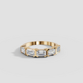 Emerald Cut Diamond Half Eternity Band Ring in Solid Gold
