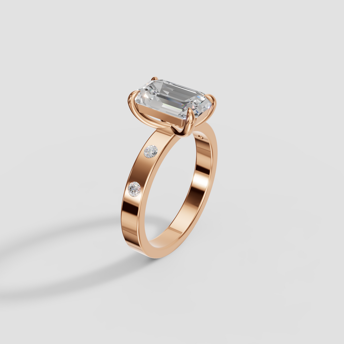 Emerald Cut Diamond Engagement Ring, IGI Certified in Solid Gold