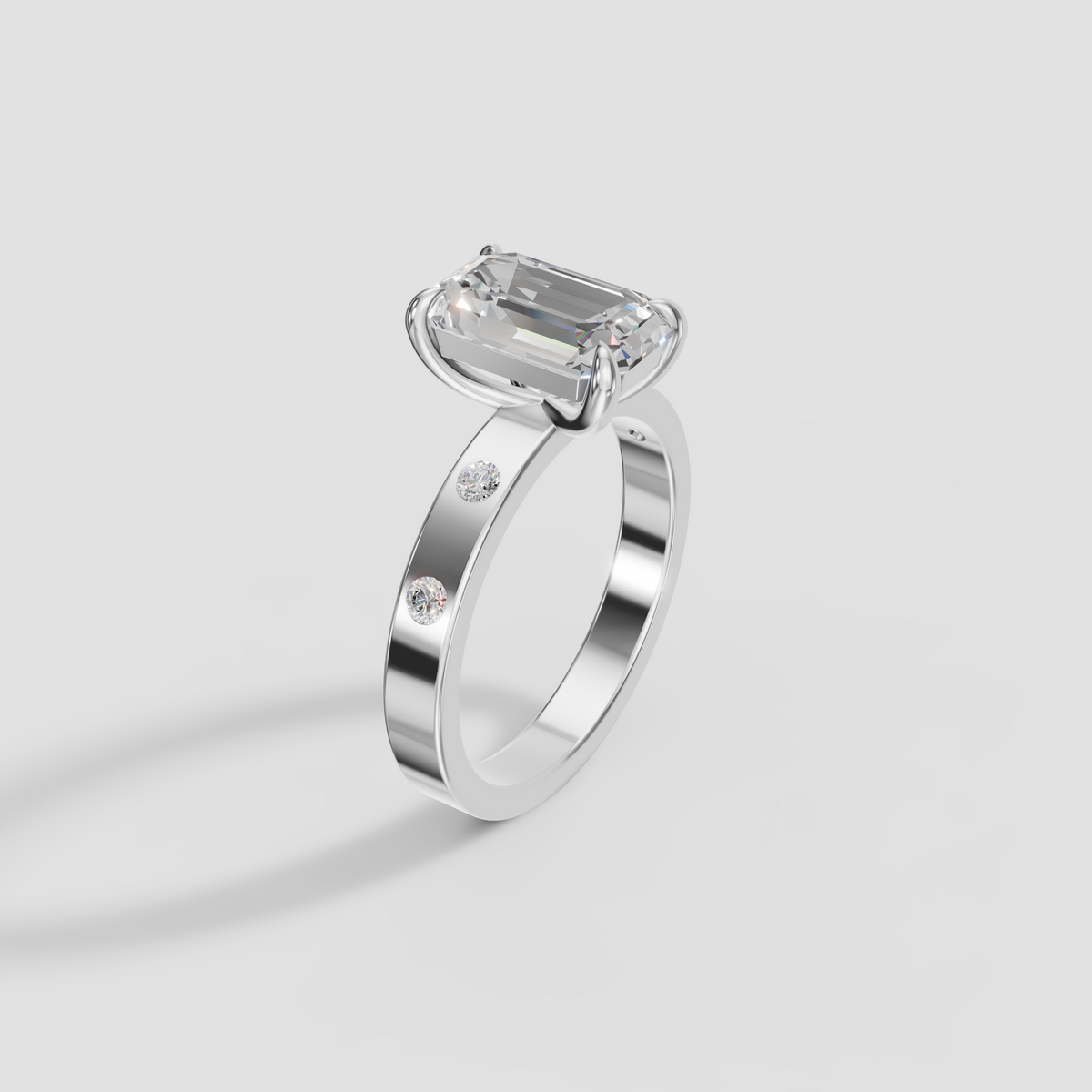 Emerald Cut Diamond Engagement Ring, IGI Certified in Solid Gold