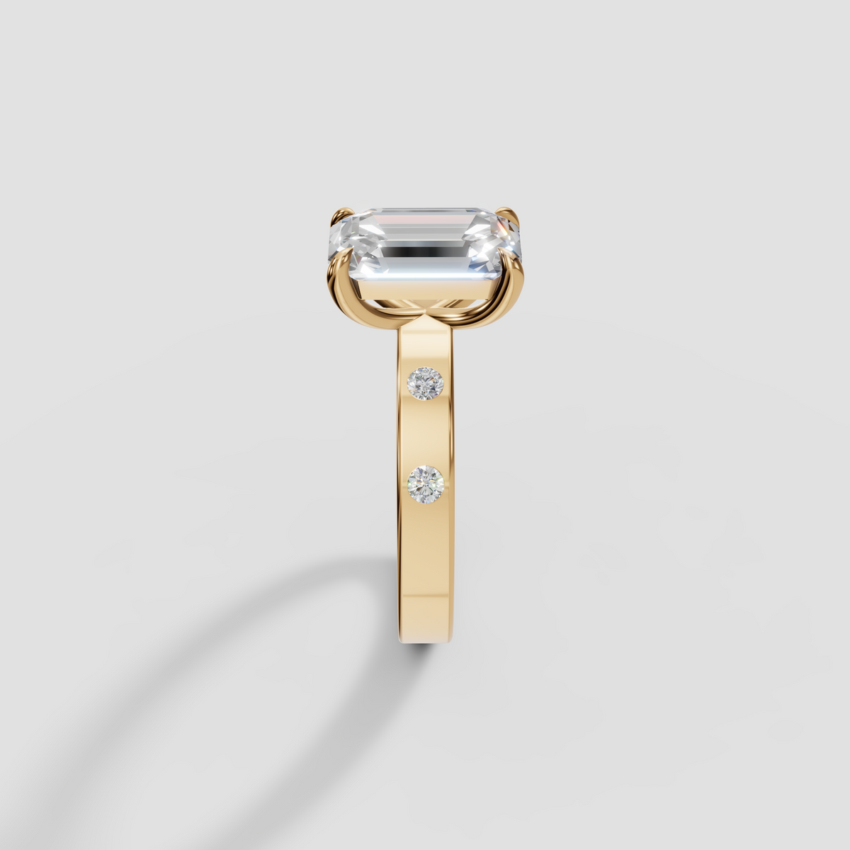 Emerald Cut Diamond Engagement Ring, IGI Certified in Solid Gold