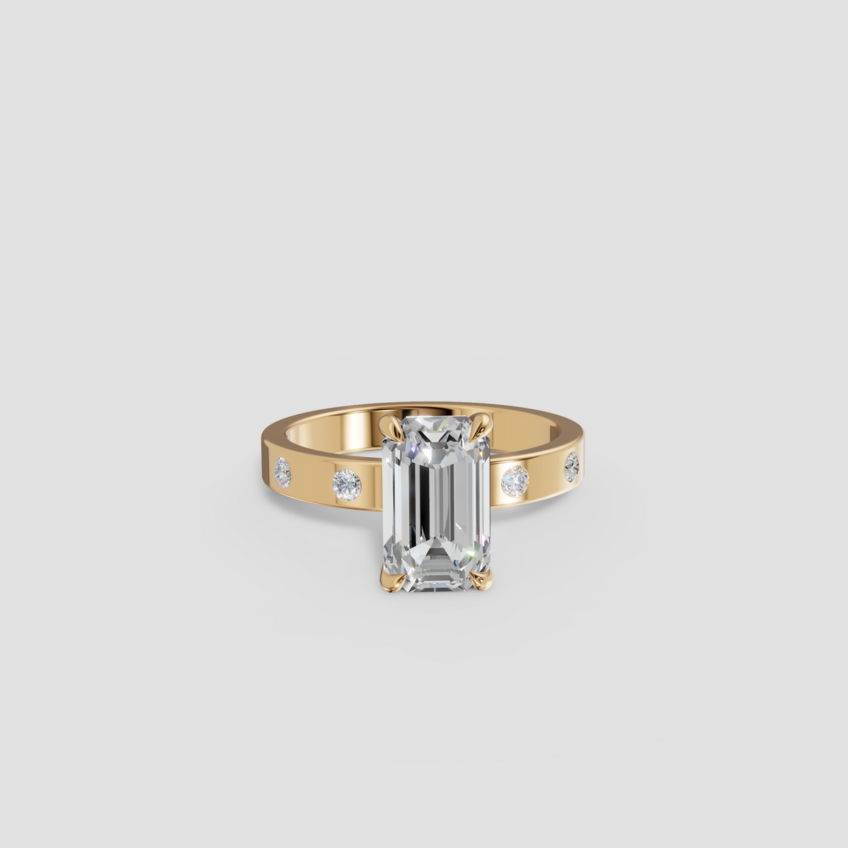 Emerald Cut Diamond Engagement Ring, IGI Certified in Solid Gold