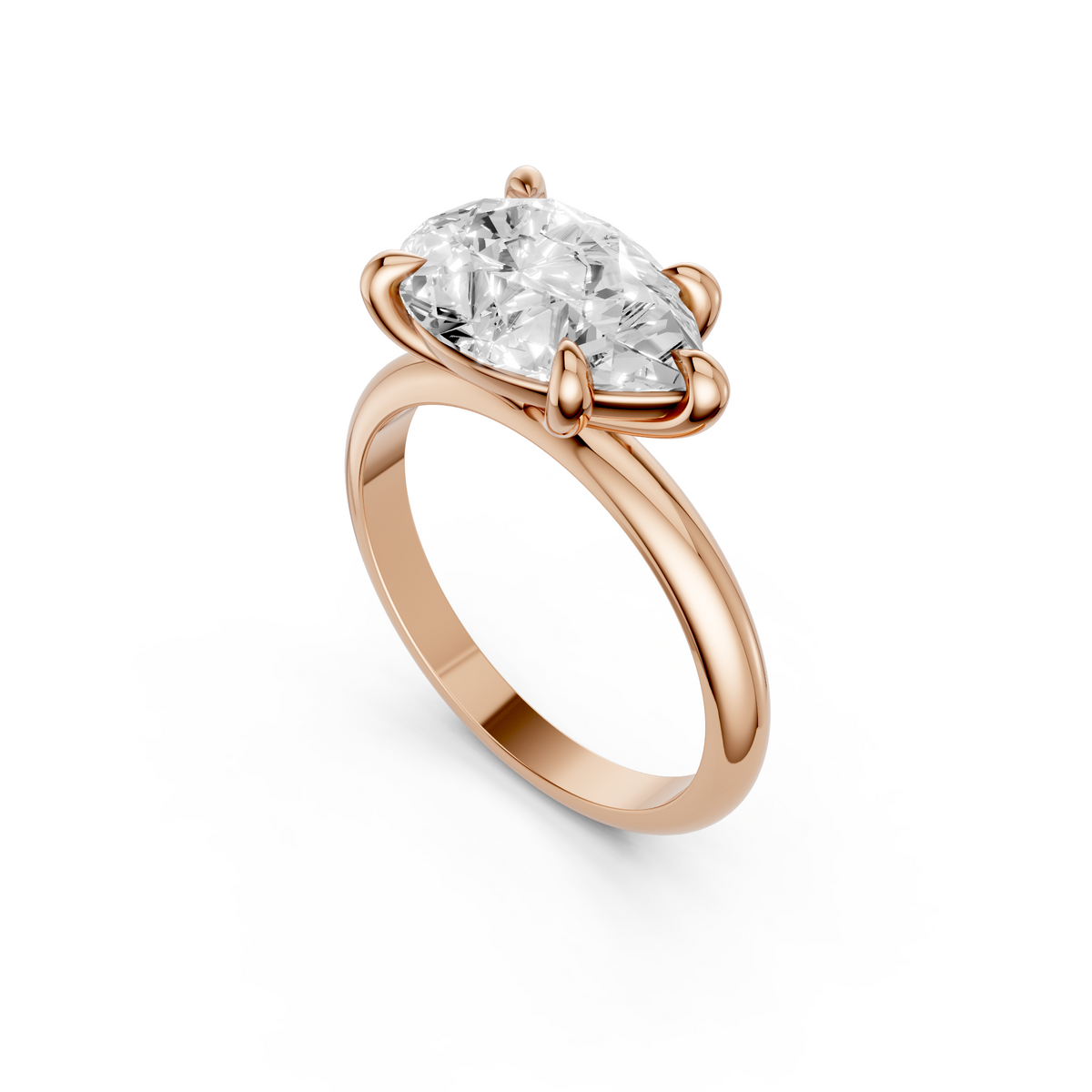 Pear Cut Lab Diamond Prong Set Solitaire Engagement Ring