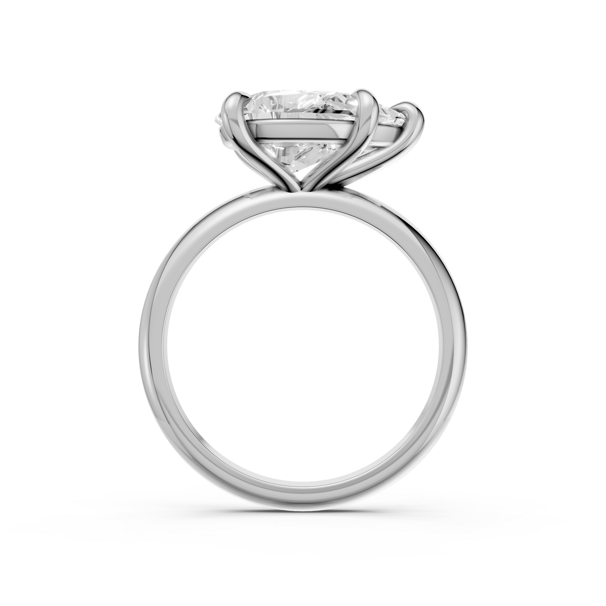 Pear Cut Lab Diamond Prong Set Solitaire Engagement Ring
